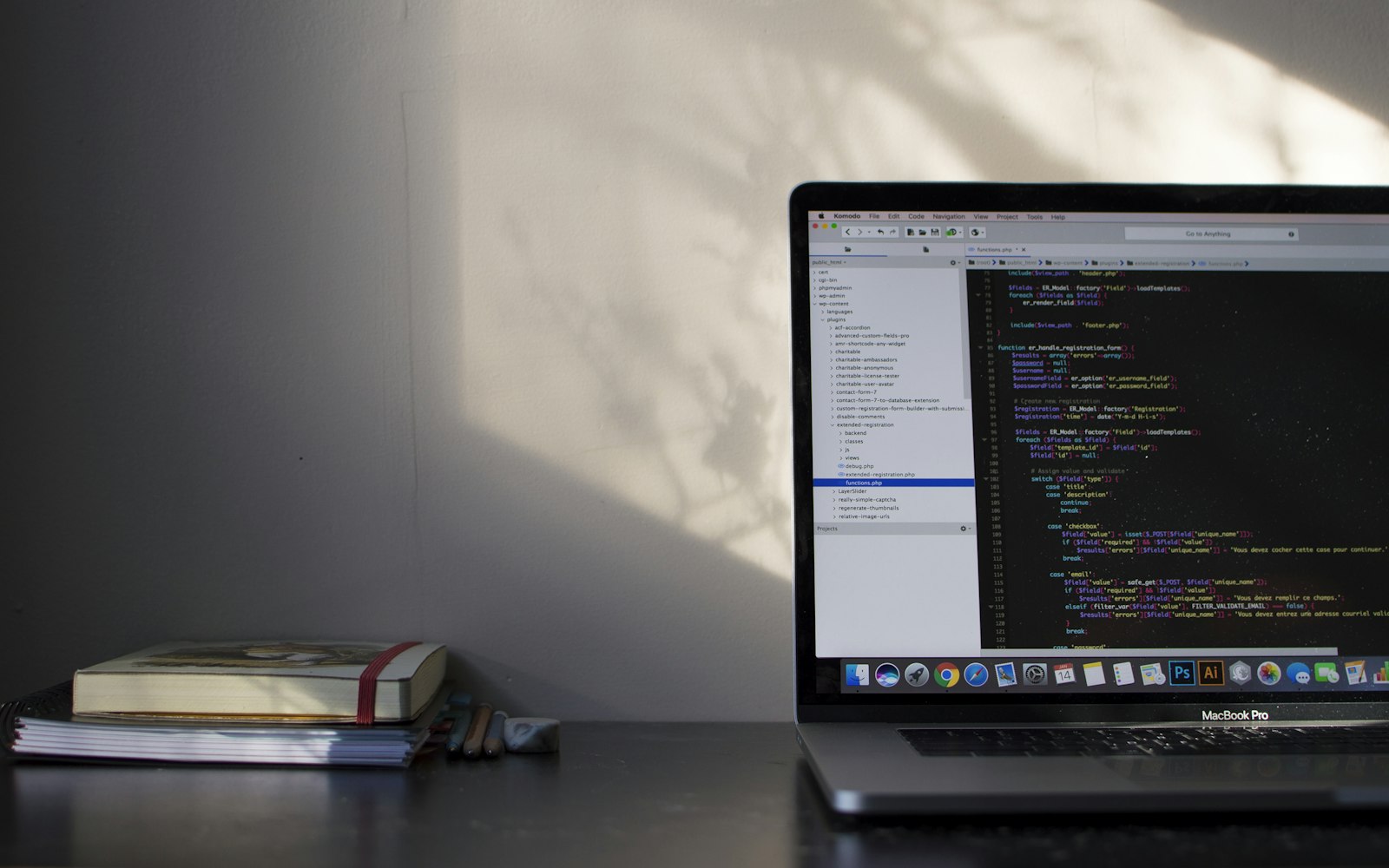 Developer working on a website at a laptop