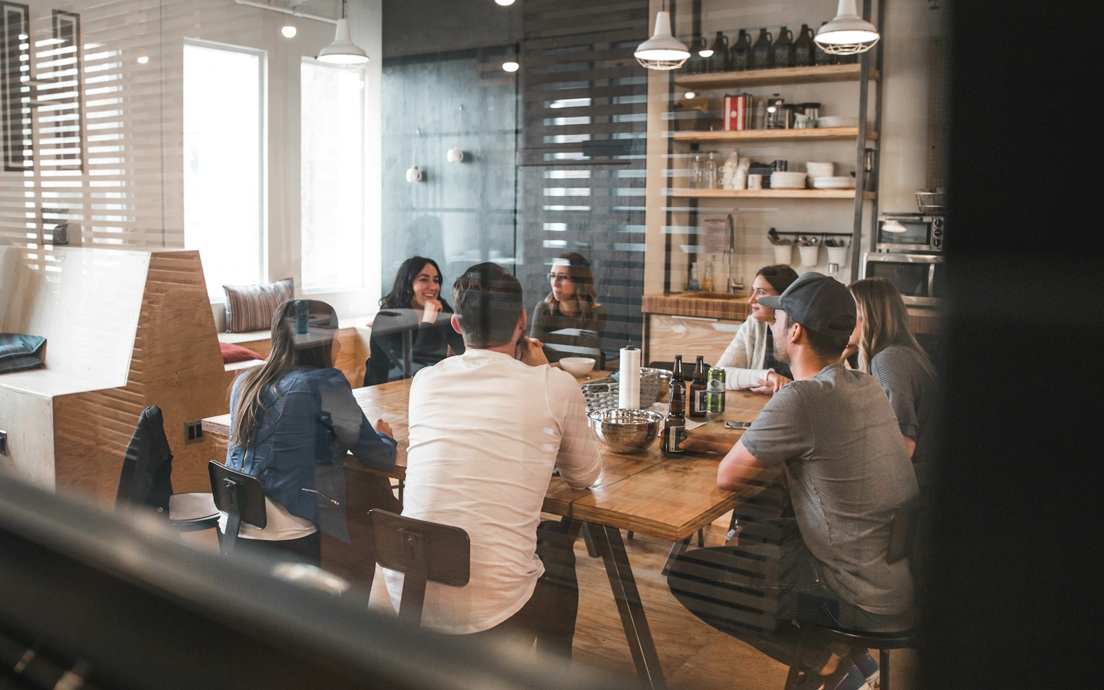 Team collaborating in a modern office